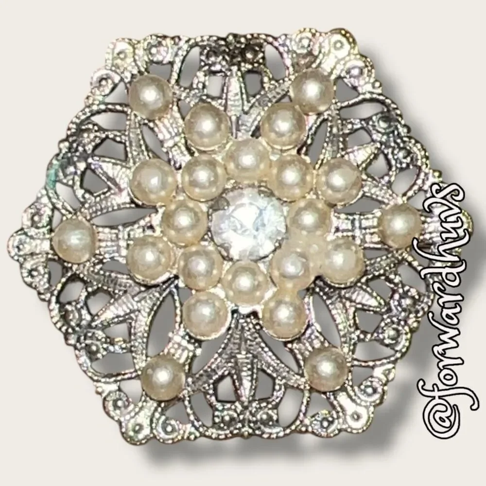 Bundle Sale 3 for $15 Vintage Faux Pearl & Rhinestone Brooch